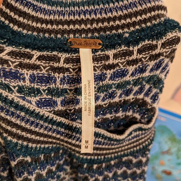 Free PEOPLE Free People Into You Mini Sweater Dress Green Blue Knit Medium @i - Picture 11 of 12